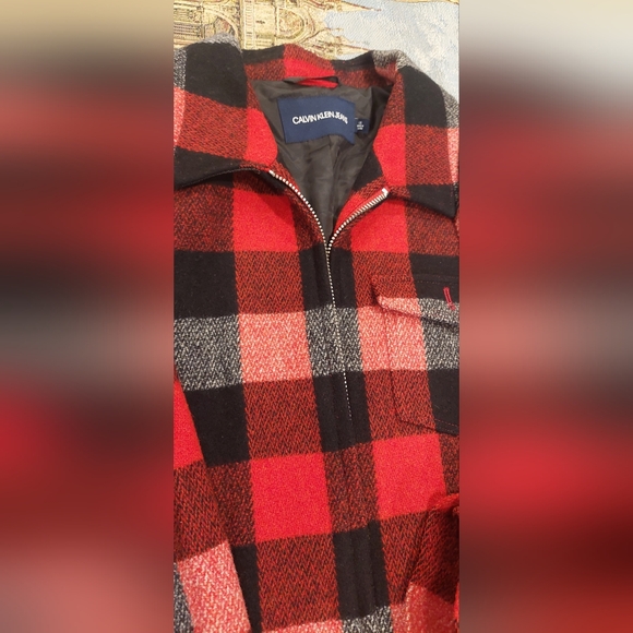 Calvin Klein Red and Black Plaid Jacket - Picture 2 of 10